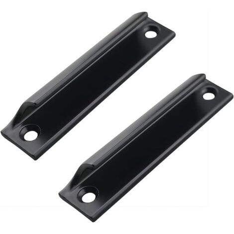 2 pièces Poignée de porte coulissante, poignées de meuble dissimulées noires, Poignée de porte de balcon, poignées de meuble encastrées pour portes coulissantes, poignées de tiroir 90mm (1/4)