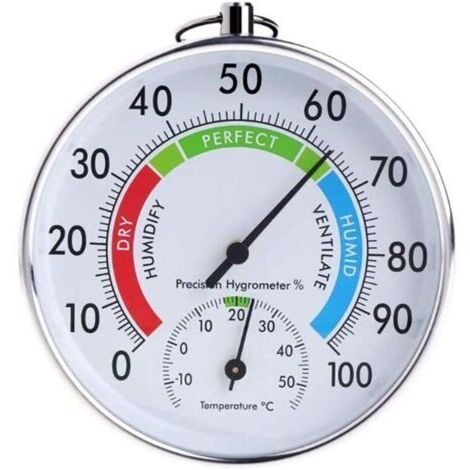 Intérieur Extérieur Forme Ronde Thermomètre Température Jardin hygromètre Testeur Com able Météo Humidité Mètres (1/4)