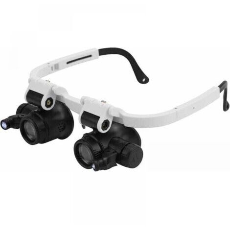 Lunettes Loupe avec 2 Lumières LED, Bijoutier Loupe à Montage sur Tête 8X 15X 23X Agrandir pour Réparation Lecture Bijoux Montres (1/5)