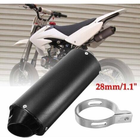 Tuyau d'échappement de silencieux en aluminium ID 28mm pour 90cc 110cc 125cc 150cc 4 temps noir (noir, 1x) (1/2)