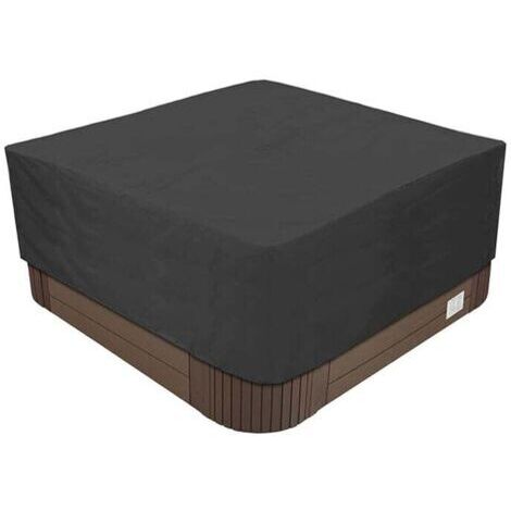 Housse pour Bain à Remous de Jardin, Bache de Protection pour Spa en Tissu Oxford 210D Imperméable Anti-poussière Anti-UV, Plusieurs Tailles au Choix,Noir,220x220x85cm (1/4)