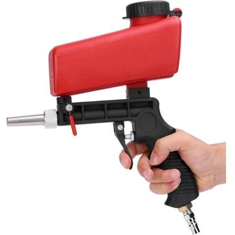 Sableuse Pneumatiques Portable Pistolet à Sableuse Professionnel Pistolet Sablage Sableuse Pneumatiques Sandblaster pour Enlever Les Ecailles de Peinture Rouille(Rouge) (1/5)