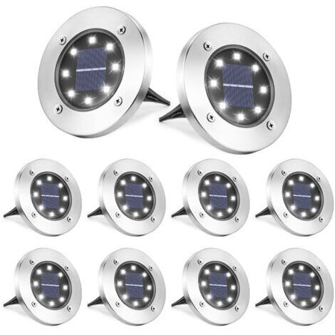 8 Pièces LED Lumière Solaire Extérieur-Lampe Solaires Jardin Au Sol-Blanc Froid Pelouse Lumière NPTERBL (1/5)