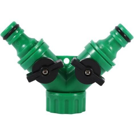 Répartiteur de Tuyau de 2 Voies, Tuyau d'arrosage d'irrigation de Goutte de Connecteur de Tuyau avec Vanne en Y Adaptateur de Robinet Poignée (1/5)
