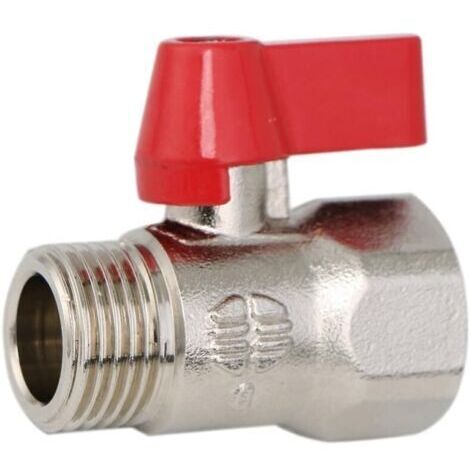 Vanne d'arrêt pour pommeau de douche en laiton Vanne de regulation Vanne de contrôle Valve de douche Robinet à boisseau 1/2 pouce Mâle Femelle NPT Fileté Nickel(DN15) (1/5)