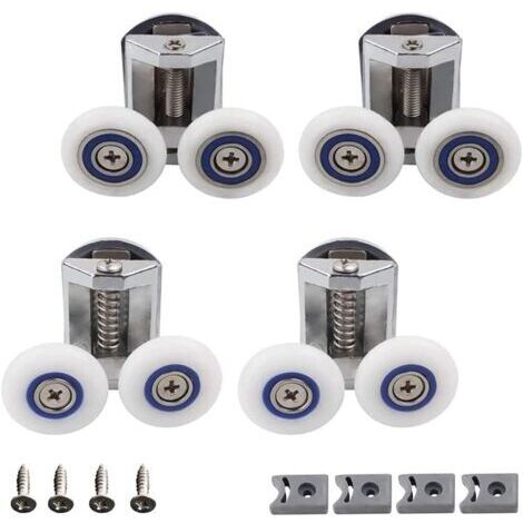 Roue Porte Douche, 4 Pièces Douche Douche Double Roues Porte, Roulette Porte Douche, Rouleau Cabine Douche Salle Bain, Peut Etre Utilisé pour Remplacer les Rouleaux Dans la Salle de Bain Familiale (1/5)