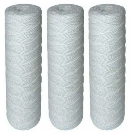 Lot de 3 Cartouches Filtrantes Bobinées pour Filtre à Eau – Filtration des Sédiments jusqu’à 25 microns – Format Standard Universel 10" pouces – Durée : 1 an (1/5)