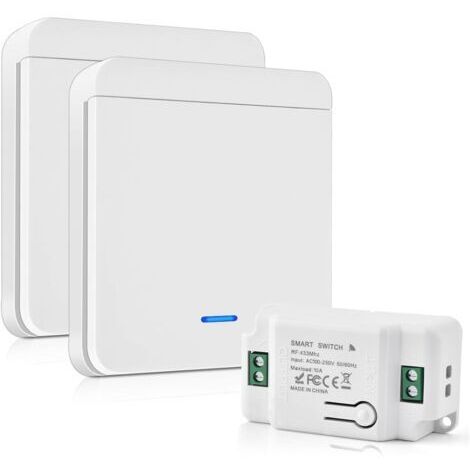 Interrupteur D'éclairage Radio 10A 230V Kit Interrupteur Sans Fil Sans Pile 200-2000W Interrupteur Va Et Vient Sans Fil Sans Câble Interrupteur Sans Fil Exterieur (1/4)