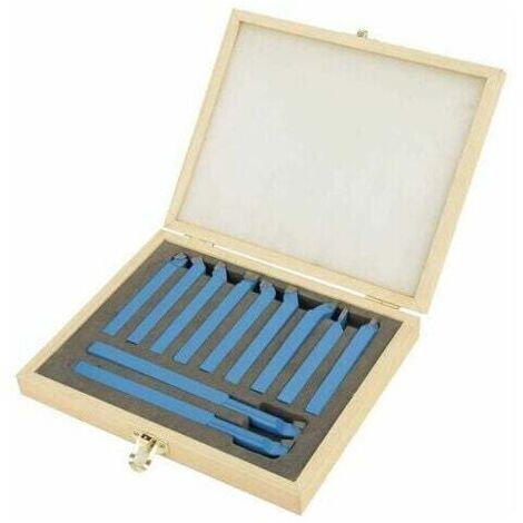 11-teiliges Drehwerkzeugset, Hartmetall-Drehstahlset, Metalldrehwerkzeugeinsatz mit Holzkoffer, Hartmetallspitzen-Drehwerkzeug zum Fräsen und Drehen 8 x 8 mm (1/5)