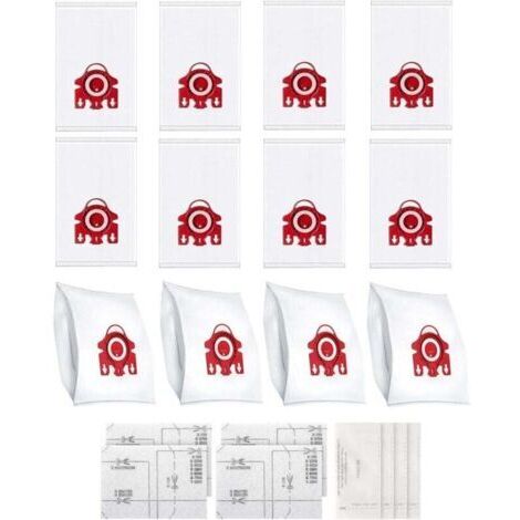 Lot de 12 sacs d'aspirateur 3D Airclean, compatibles avec les aspirateurs Miele 3D FJM, adaptés aux séries Complete C1, Compact C1, Compact C2, S6, S4, S700, S500, S300 et S200, avec 4 filtres inclus. (1/5)