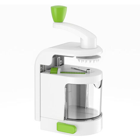 Hachoir à légumes multifonctionnel, 4 en 1 avec lames remplaçables, aucun démontage requis, hachoir à légumes de cuisine et de maison avec base à ventouse (blanc). (1/5)