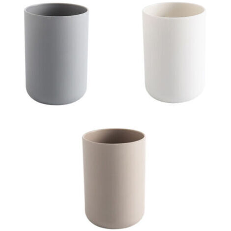 Badezimmer-Zahnputzbecher, Zahnbürstenhalter, 3er-Set, lebensmittelechter Kunststoff, absolut einlösbar (weiß, grau, braun) (1/5)