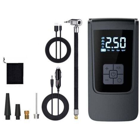Compresseur d'air portable, mini pompe à air électrique 4000 mAh, pompe à vélo électrique avec écran LCD numérique, 4 modes, gonfleur de pneu de voiture rechargeable pour vélos, motos, scoote (1/5)