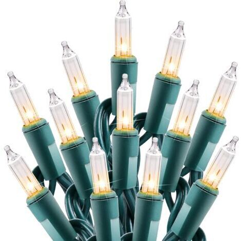 Guirlande lumineuse intérieure 100 ampoules 7,6 m – Fil vert – Lumière blanche chaude – Espacement 3 pouces – Connectable jusqu'à 5 guirlandes (1/5)