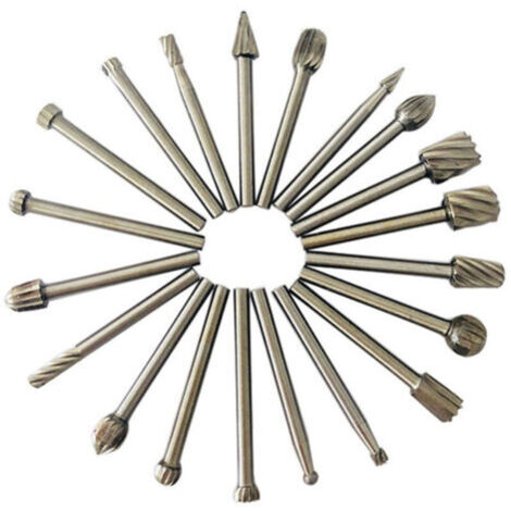 20 Stück HSS-Frässtifte, Diamantfräser, Holzfräser mit 3-mm-Schaft für Dremel, Dremel-Zubehör, Drehwerkzeug für Heimwerker, Holzbearbeitung, Gravur (1/5)