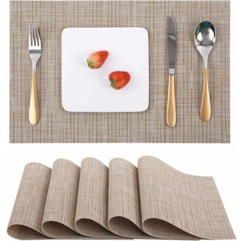 Tischsets 6er-Set, waschbare Tischsets, hitzebeständig, rutschfest, gewebt, PVC-Vinyl, für Küchen-/Esstisch, 30 x 45 cm, (1/5)