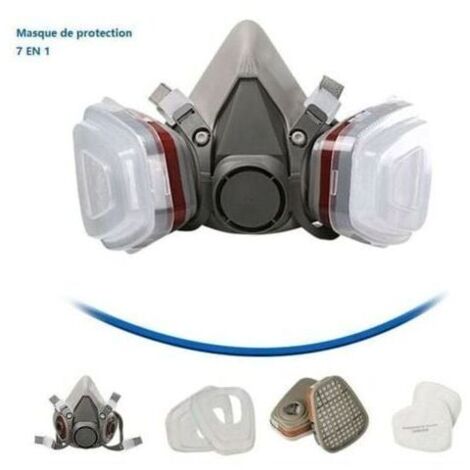 Masque de protection 7 en 1, masque de peinture, réutilisable, avec filtre anti-poussière, masque respiratoire à gaz avec filtre spray, peinture, travaux, produits chimiques, bricolage Ikodm (1/4)