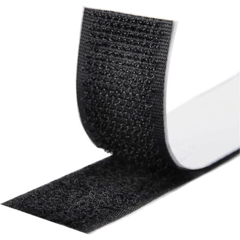 Rubans Adhésifs - 5M - Bande Agrippantes Adhésives - Bande Adhésives Ruban Scratch Hook Loop - Bande Adhésives Autoadhé pour Tous Les Types D'installations Cadre Photo - 16mm - Noir (1/4)