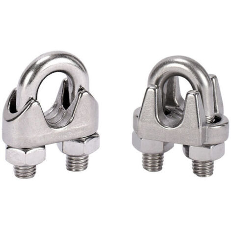 10 Pcs Pince de Câble Métallique Serre Cable Acier Inox Serre-Câbles Étrier M4,argent,2.3cm (1/3)