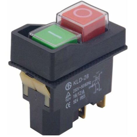 Interrupteur magnétique étanche, bouton marche/arrêt à 5 broches, accessoire de commutateur d'arrêt de démarrage pour machine-outil 250V 16A (1/4)
