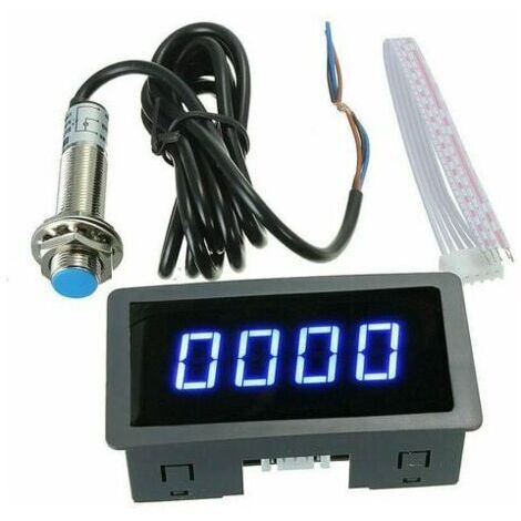 Tachymètre numérique 5-9999 tr/min avec capteur Hall NPN – Affichage LED bleu – Plage de détection 10 mm – Température 0-50°C (1/5)