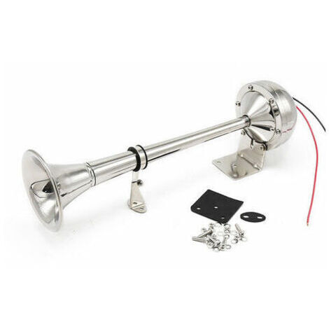 Klaxon monotube 125 dB en acier inoxydable – Klaxon 12V pour yacht et bateau – Avertisseur sonore puissant pour voiture (1/5)