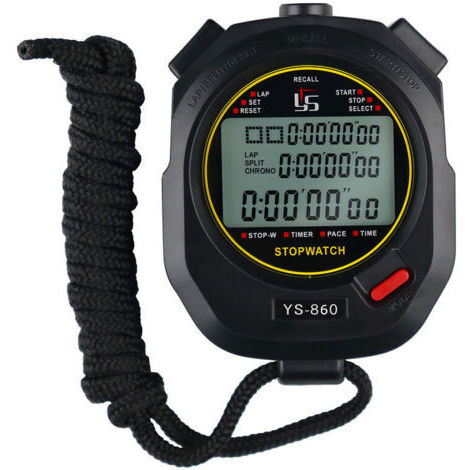 Chronomètre numérique étanche avec grand écran – Minuterie 60 tours – Compte à rebours – Résistant aux chocs – Pour course et natation (1/5)