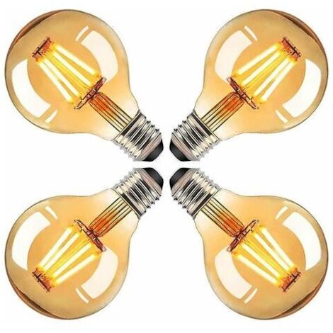 E27 Ampoule. 4W G80 Ampoule LED Edison. Lampe à LED Ronde Vintage. Ampoule LED à Lumière Chaude Antique Décorative. Idéale pour les Nostalgiques. Décorer la Maison. Café. Bar (4 pcs) (1/4)