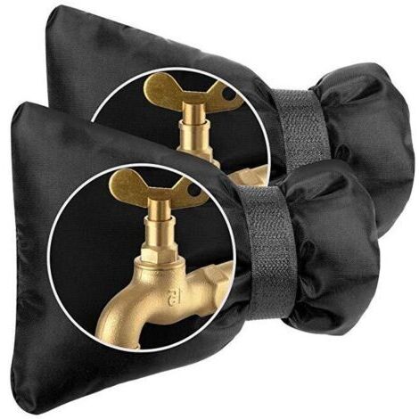 2PCS housses de protection pour robinet extérieur -Robinet de Jardin Housse, Protection épaisse pour robinet extérieur contre le gel - Imperméable - Noir.. (1/5)