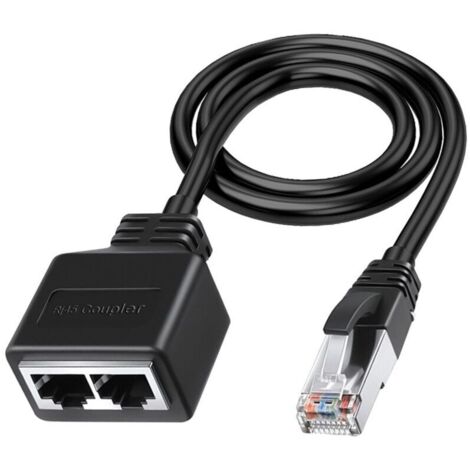 Adaptateur Ethernet RJ45 Mâle Vers 2 Répartiteur 1 Câble Réseau LAN (1/4)