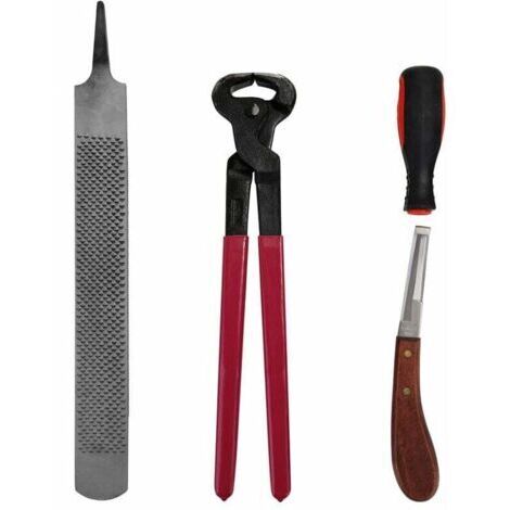 4 pièces cheval maréchal-ferrant sabot pince garniture ferrage fichier râpe poignée sabot coupe outil cheval soin accessoire (1/4)