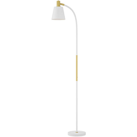 Lampadaire d'intérieur Lampadaire de salon réglable en hauteur 127-160 cm avec interrupteur, douille E27, blanc (1/4)