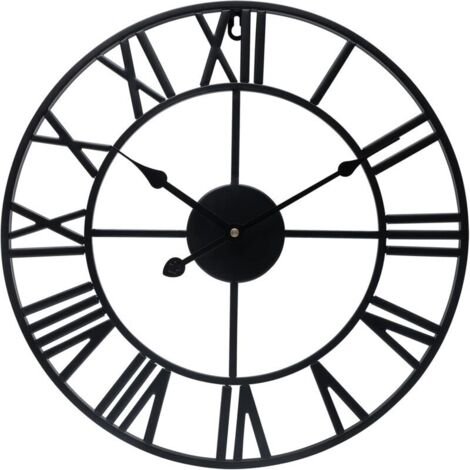 Horloge Murale Ronde en métal de Style Vintage Silencieux sans tic-tac à Piles 40 cm (1/4)