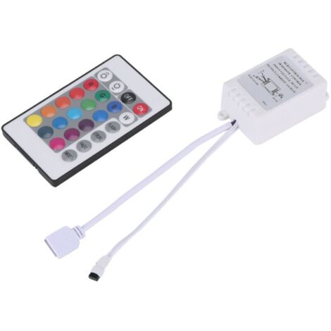 Contrôleur LED RVB Infrarouge 24 Boutons 12 Volts pour Bandes Lumineuses (1/4)