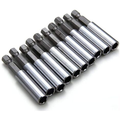 Lot de 10 porte-embouts magnétiques pour tournevis à percussion 60 mm hexagonal 6,35 mm pour perceuse électrique, tournevis électrique, tournevis électrique (1/4)
