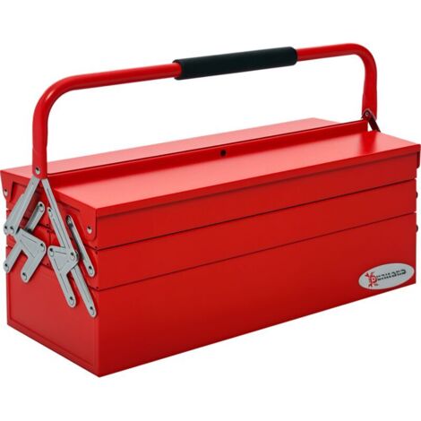 Boite à outils métallique - coffret à outils - caisse à outils 3 niveaux 5 plateaux rétractables - tôle acier rouge (1/4)