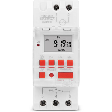 Commutateur de Minuterie Numérique 220V DC 30A Affichage LCD Commutateur de Temps de Relais électronique Hebdomadaire avec Fonction de Compte à Rebours (1/4)