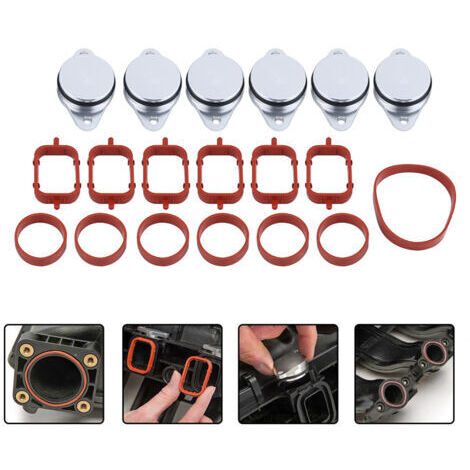 Kit de joints d'admission pour BMW 320d 330d 520d 525d 530d 730d – 6 bouchons à volet tourbillonnant en aluminium – Installation simple (1/5)