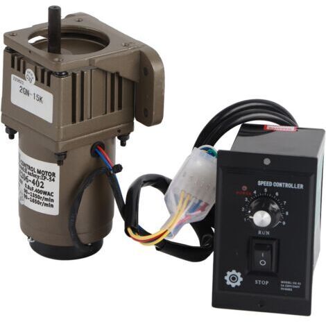 Moteur à engrenages asynchrone monophasé 220V 6W – Vitesse réglable 90-1650 tr/min – Couple 0,12 à 0,8 N.m – Applications industrielles (1/5)
