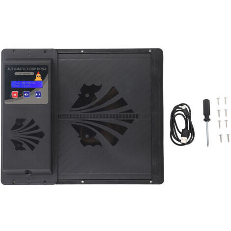 Porte automatique de poulailler – Ouverture horizontale USB – Minuterie programmable – Matériau plastique durable – Écran LED haute définition (1/5)