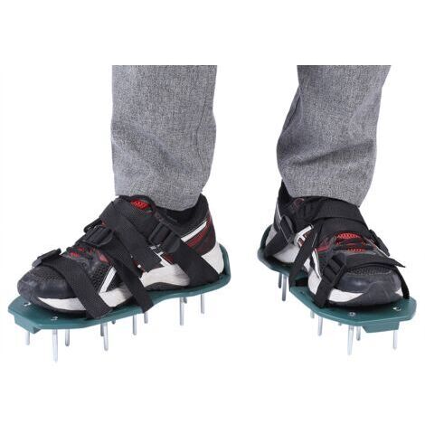 1 paire de sandales aérateur de pelouse, aérateur de sol, chaussures à pointes, outil de jardinage (3 sangles) (1/5)