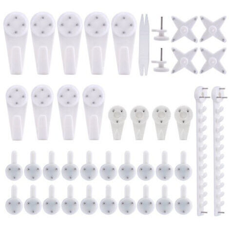 42pcs Accroche Tableau Sans Percer Blanc Fixation Murale Sans Percer Crochet en Plastique pour Accroche Cadre Crochet Tableau Cadre Photo Chapeau (1/5)
