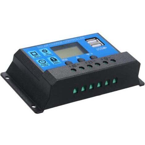 Contrôleur de Charge Solaire, Régulateur Panneau Solaire 12V/24V, Double Port USB, Protection Électrique, Réglage De Charge Et Décharge, avec 5V Light Timer Control 20A (1/5)