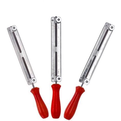 Trousse d'affûteuse pour tronçonneuse, Lime et guide de chaîne, 4.0mm / 4.8mm / 5.5mm, Poignée en bois(3pcs) (1/4)