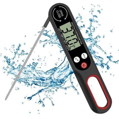 Sonde de thermomètre à viande Thermomètre numérique pour aliments BBQ Cuisine Cuisson Thermomètre à lecture instantanée Sonde de température pliable pour friteuse à air Lait Eau (1/5)