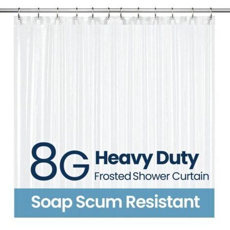 Rideau Douche, Rideaux de Douche PEVA 8G pour Baignoire et Salle de Bains Anti-moisissure avec 12 Crochets de Rideau de Douche Mat 180cm x 180cm (1/5)
