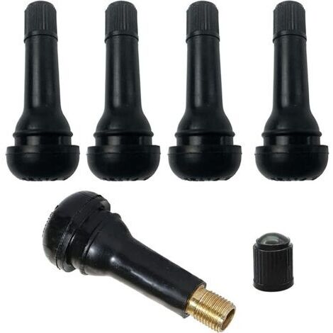 TR414 Noir(5 pièces) Valves de Pneu,Capuchon de Valve Auto,Valve Pneu Voiture,Pneu Valve Tige Capuchon De Soupape en Caoutchouc,Valves en Caoutchouc Snap-in Jantes,pour Voiture,Moto, (1/5)