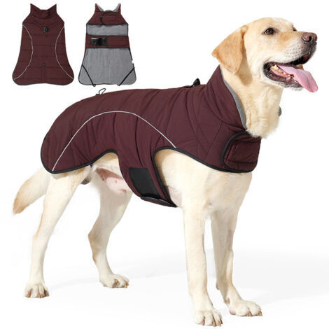 Manteau pour chien rouge foncé rembourré de coton, taille XXXL, tour de poitrine 82-95cm, épais et imperméable. (1/5)