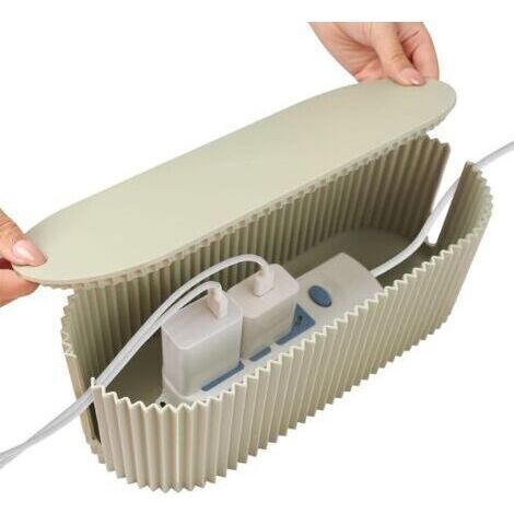 Boîte de Gestion des Câbles, Organisateur avec Couvercle Cache Câbles Élégant pour Multiprises et Rangement. (1/5)