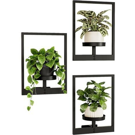 Lot de 3 jardinières suspendues pour plantes d'intérieur, décoration murale, support pour plantes de salon (1/5)